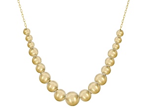 10k Yellow Gold 3-6mm Graduated Specchio Beads Necklace