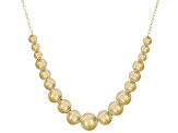 10k Yellow Gold 3-6mm Graduated Specchio Beads Necklace