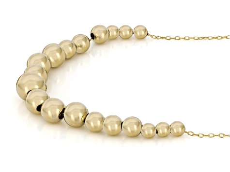 10k Yellow Gold 3-6mm Graduated Specchio Beads Necklace