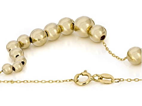 10k Yellow Gold 3-6mm Graduated Specchio Beads Necklace