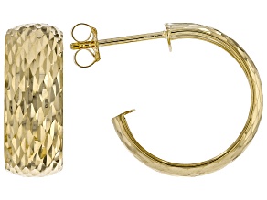 10k Yellow Gold 18x7mm Sparkling J-Hoop Earrings