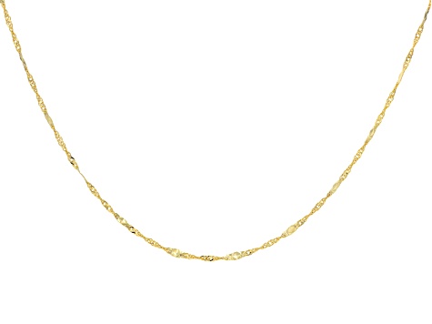 10k Yellow Gold 1.7mm Diamond Cut Station Singapore 16 Inch Chain