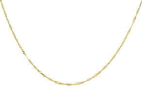 10k Yellow Gold 1.7mm Diamond Cut Station Singapore 16 Inch Chain