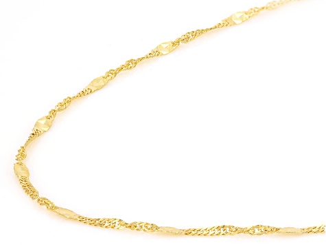 10k Yellow Gold 1.7mm Diamond Cut Station Singapore 16 Inch Chain