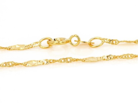 10k Yellow Gold 1.7mm Diamond Cut Station Singapore 16 Inch Chain