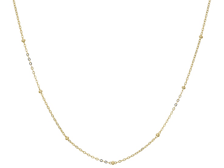 10K Yellow Gold 1.4mm Polished Bead Station 20 Inch Chain