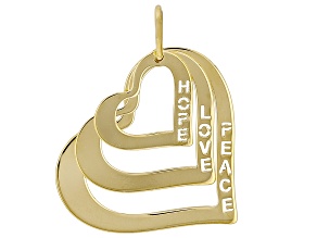 10K Yellow Gold Peace, Love, and Hope Heart Pendant