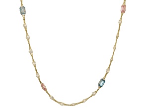 Multi-Color Cubic Zirconia 10K Yellow Gold Crochet D'Tuscano 22" Necklace