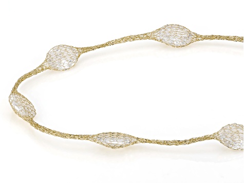 White Cubic Zirconia 10K Yellow Gold Crochet D'Tuscano 18 Inch