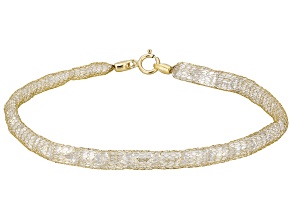 White Cubic Zirconia 10K Yellow Gold Crochet D'Tuscano 7.5" Bracelet