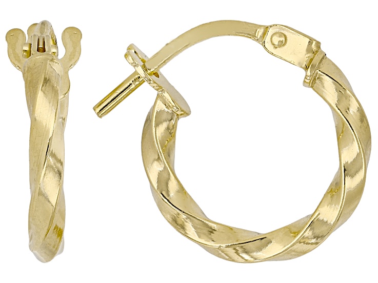 10K Yellow Gold Polished Torchon.45 Inch Hoop Earrings