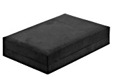 Black Velvet Presentation Small Necklace Box with White Faux Leather Lining