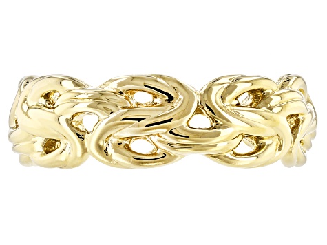 18k Yellow Gold Over Bronze Byzantine Ring
