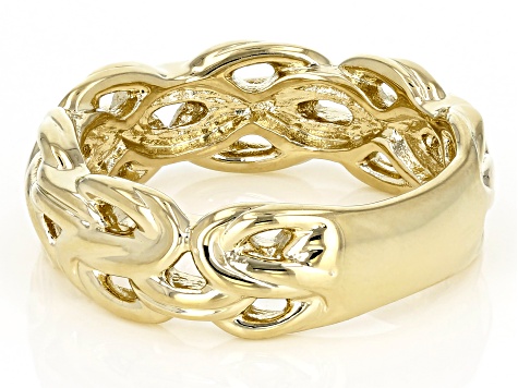 18k Yellow Gold Over Bronze Byzantine Ring