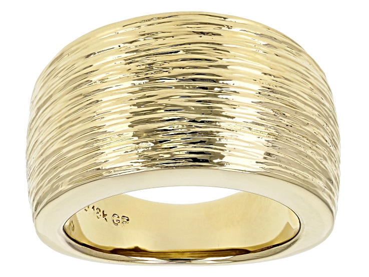 18k Yellow Gold Over Bronze Satin Finish Cigar Band Ring
