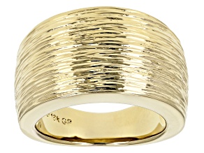 18k Yellow Gold Over Bronze Satin Finish Cigar Band Ring