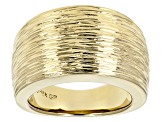 18k Yellow Gold Over Bronze Satin Finish Cigar Band Ring