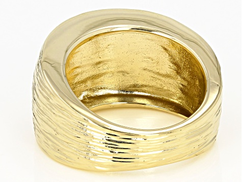 18k Yellow Gold Over Bronze Satin Finish Cigar Band Ring