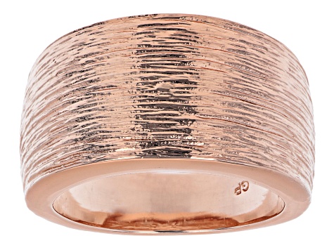 18k Rose Gold Over Bronze Satin Finish Cigar Band Ring