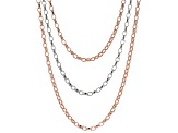 18k Rose Gold And Rhodium Over Bronze Rolo 23 inch Necklace
