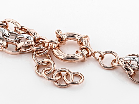 18k Rose Gold And Rhodium Over Bronze Rolo 23 inch Necklace