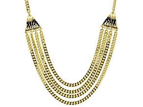 18k Yellow Gold Over Bronze Multi-Strand Curb 23 1/2 inch Necklace