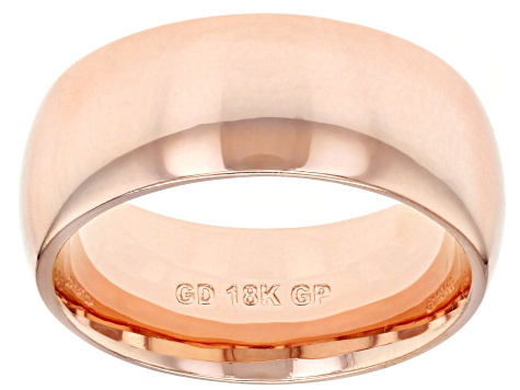 18k Rose  Gold Over Bronze Comfort Fit Band Ring
