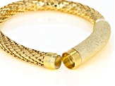 18K Yellow Gold Over Bronze Textured Mesh Weave Bracelet