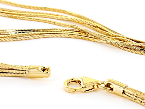 18k Yellow Gold Over Bronze Multi-Strand Square Snake 24 inch Necklace