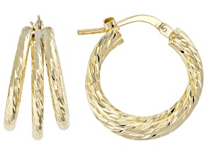 18k Yellow Gold Over Bronze Hoop Earrings