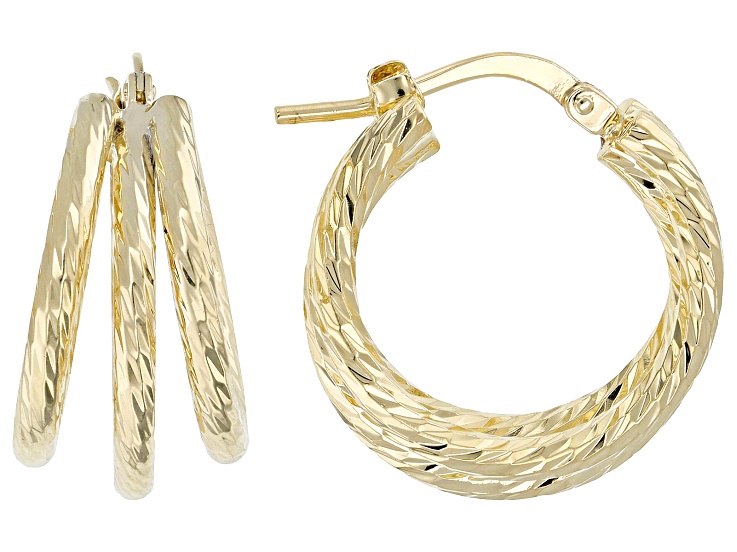 18k Yellow Gold Over Bronze Hoop Earrings - MA1023 | JTV