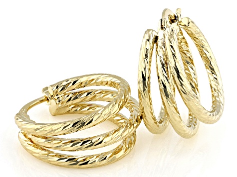 18k Yellow Gold Over Bronze Hoop Earrings