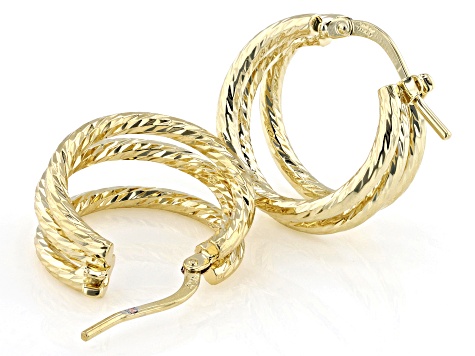 18k Yellow Gold Over Bronze Hoop Earrings
