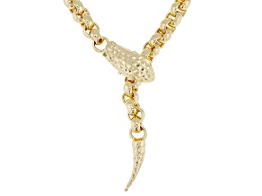 18k Yellow Gold Over Bronze 5.5mm Adjustable Snake Lariat Necklace