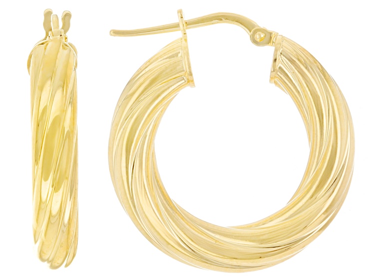 Moda Al Massimo™ 18k Yellow Gold Over Bronze 1" Swirl Hoop Earrings