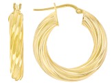 Moda Al Massimo™ 18k Yellow Gold Over Bronze 1" Swirl Hoop Earrings