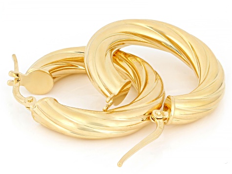 Moda Al Massimo™ 18k Yellow Gold Over Bronze 1" Swirl Hoop Earrings