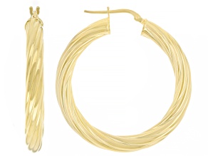 Moda Al Massimo® 18k Yellow Gold Over Bronze 1 1/2" Swirl Hoop Earrings