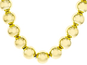 18k Yellow Gold Over Bronze 18mm Bead Necklace