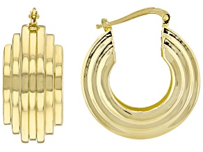 18k Yellow Gold Over Bronze Tiered Hoop Earrings