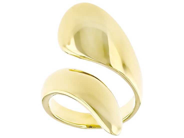 18k Yellow Gold Over Bronze Polished Bypass Ring