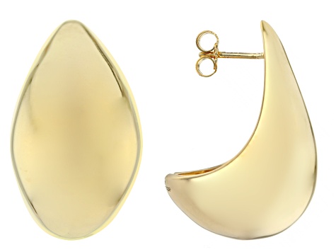 18k Yellow Gold Over Bronze Teardrop Earrings