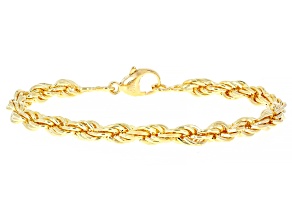 18k Yellow Gold Over Bronze 5.5mm Rope Bracelet