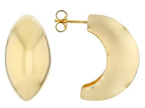 18k Yellow Gold Over Bronze Graduated Half-Hoop Earrings