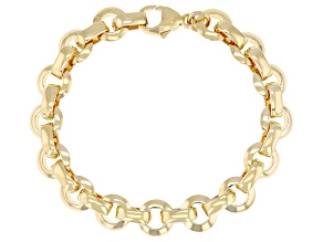 18k Yellow Gold Over Bronze 10mm Beveled Rolo Bracelet