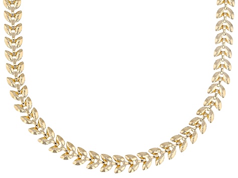 18k Yellow Gold Over Bronze Puffed Wheat Link Necklace - MA1059 | JTV