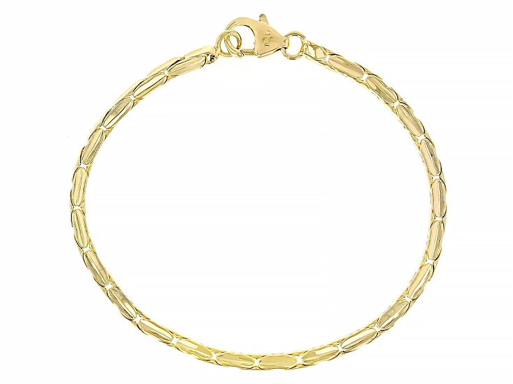18k Yellow Gold Over Bronze 3mm Elongated Geometric Cardano Link Bracelet