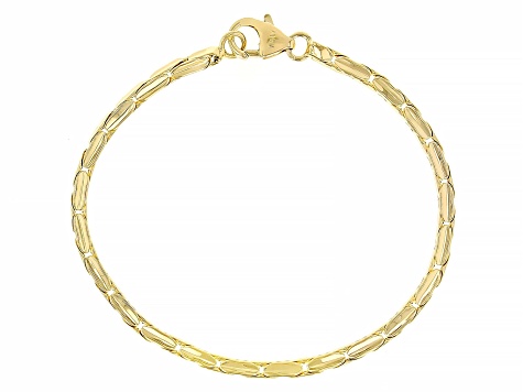 18k Yellow Gold Over Bronze 3mm Elongated Geometric Cardano Link Bracelet