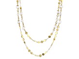 14k Yellow Gold Over Bronze 6mm Multi-Row Disc and Quartz Bead Station Necklace