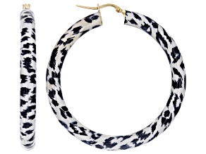 18k Yellow Gold Over Bronze Leopard Enamel Hoop Earrings